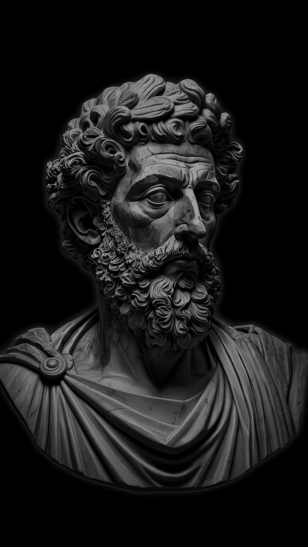 Marble bust of Marcus Aurelius on black